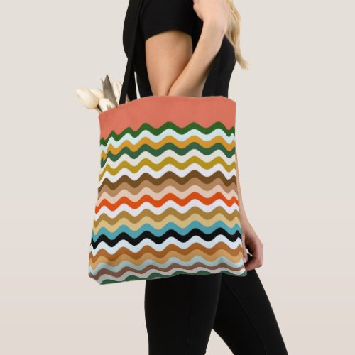 Wavy Zigzag Multicolor Pattern Tote Bag