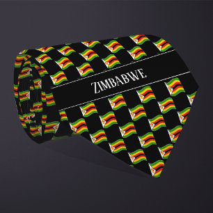 Wavy Zimbabwe Flag Pattern  Neck Tie
