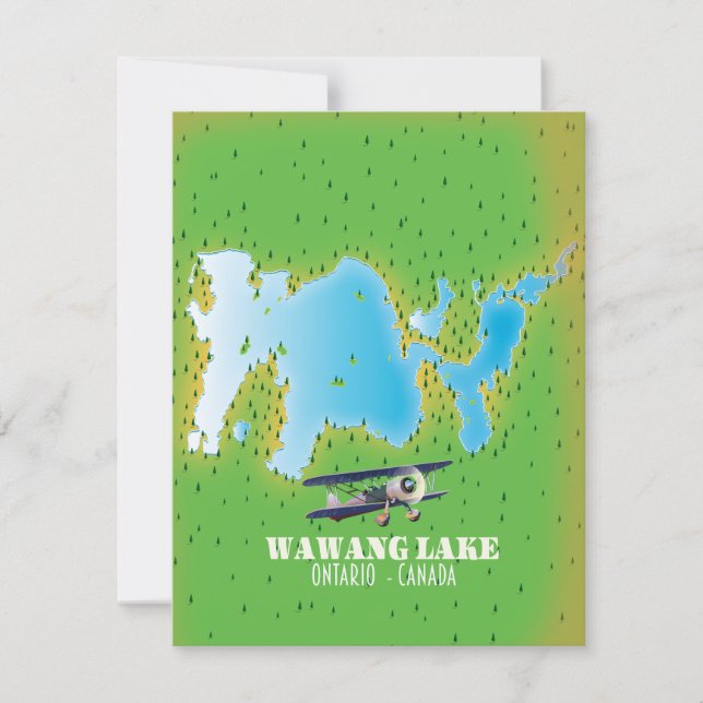 Wawang Lake Ontario Canada lake map (Front)