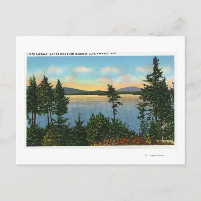 Wawbeek Club View of Upper Saranac Lake Postcard (Front)