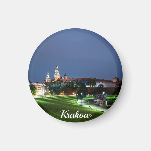 Wawel castle at night in Krakow, Poland Magnet (Front)