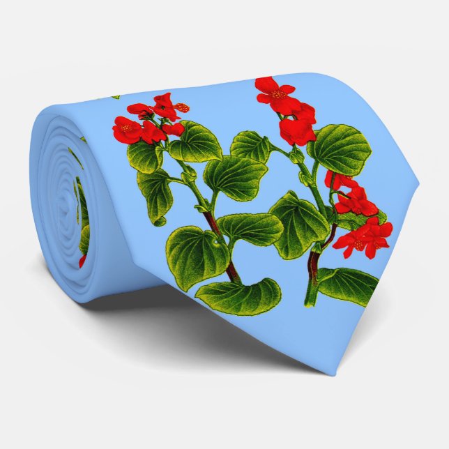 wax begonia print neck tie (Rolled)