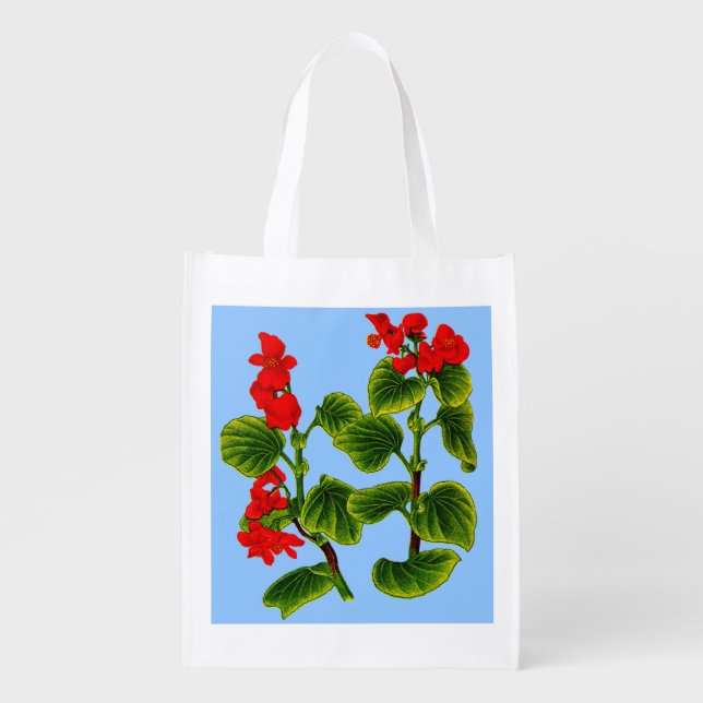 wax begonia print wax begonias print reusable grocery bag (Front)