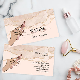 wax blush pink woman hand waxing technician busin business card
