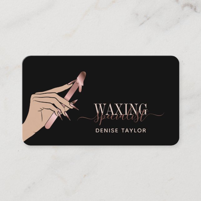 wax blush pink woman hand waxing technician  busin business card (Front)