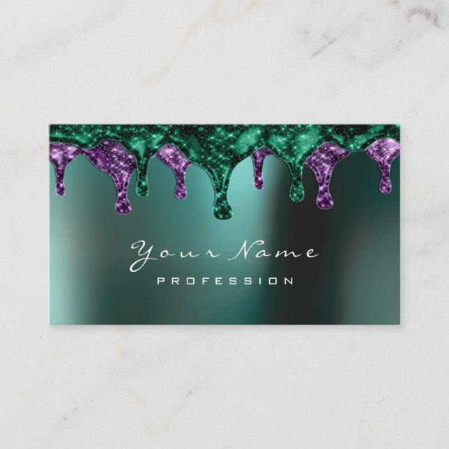 Wax Epilation Depilation Nails Teal Purple Violet Business Card (Front)