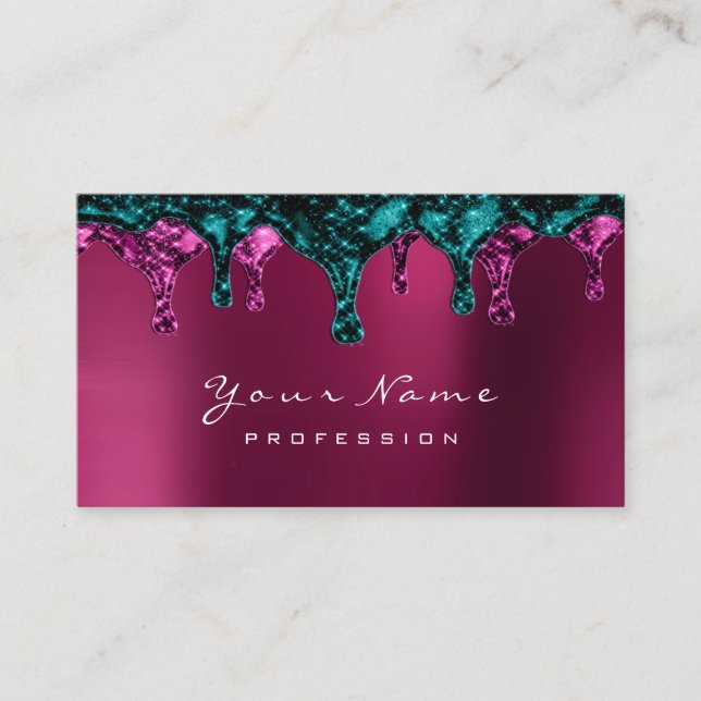 Wax Epilation Pink Depilation  Nails Teal Burgundy Business Card (Front)