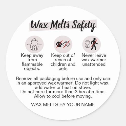 Wax Melt Warning Label Feminine Safety Sticker | Zazzle