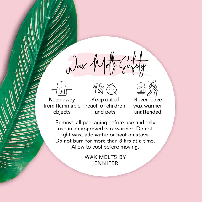 Wax Melt Warning Label Feminine Safety Sticker | Zazzle