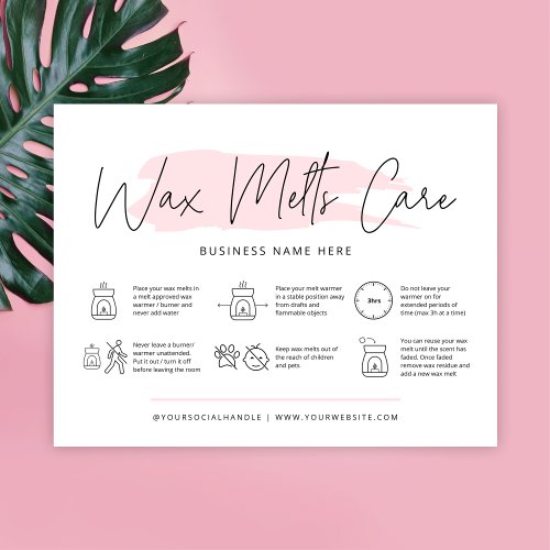 Wax Melts Care Card Safety Instructions Feminine