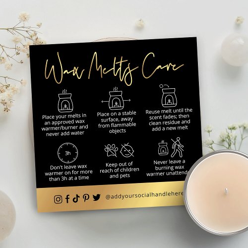 Wax Melts Safety Guide Black  Gold Logo Card