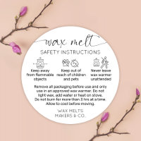 Wax Melts Warning Label Modern Script Black White