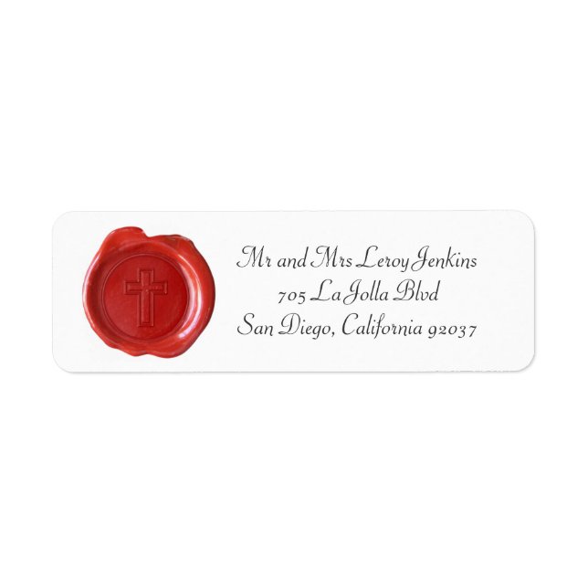 Wax Monogram Address Labels - Red Cross2 (Front)