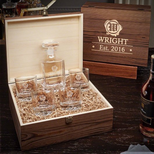 Wax Seal Box Set w/ Decanter and Whiskey Glasses (Open)