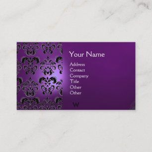 WAX SEAL DAMASK  MONOGRAM purple Business Card