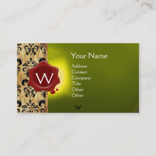 WAX SEAL DAMASK PARCHMENT  MONOGRAM BUSINESS CARD