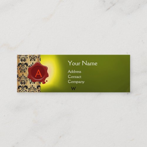 WAX SEAL DAMASK PARCHMENT  MONOGRAM yellow Mini Business Card