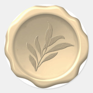 Wax Seal Embossed Leaves Botanical Foliage Golden