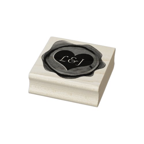 Wax Seal HEART  your monogram Rubber Stamp