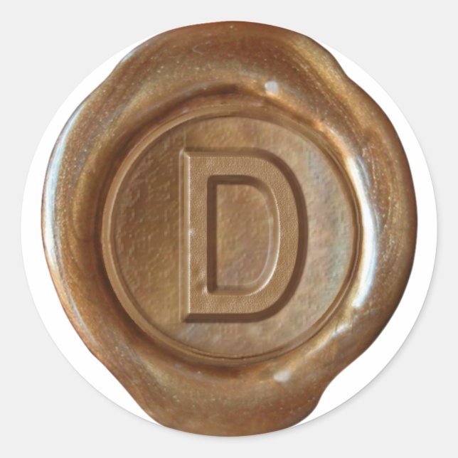 Wax Seal Monogram - Copper - Bold D - (Front)