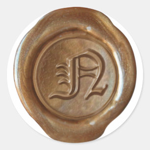 Wax Seal Monogram - Copper - Old English N -