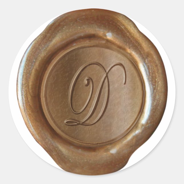 Wax Seal Monogram - Copper - Script D - (Front)