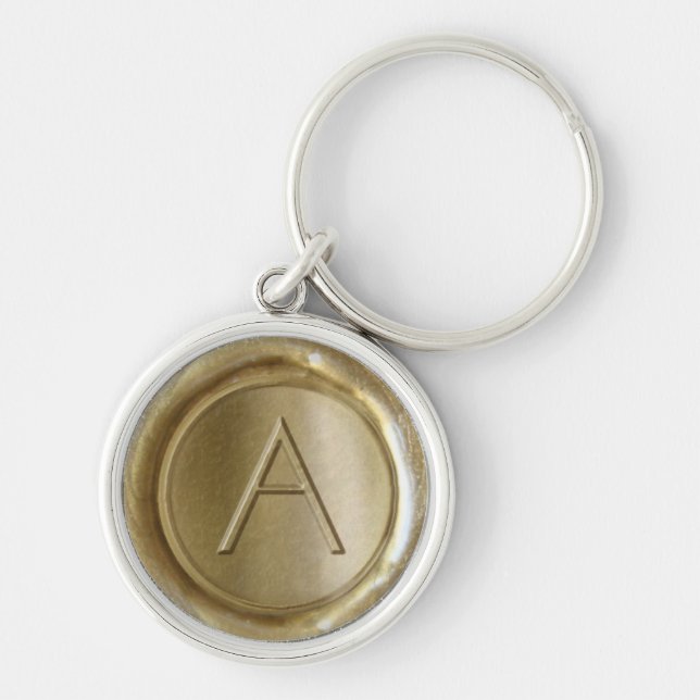 Wax Seal Monogram - Gold - ModernSlim A - Keychain (Front)