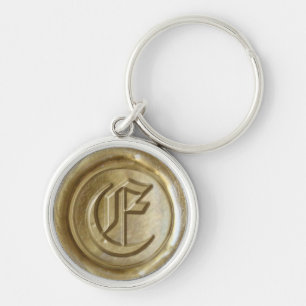 Wax Seal Monogram - Gold - Old English E - Keychain