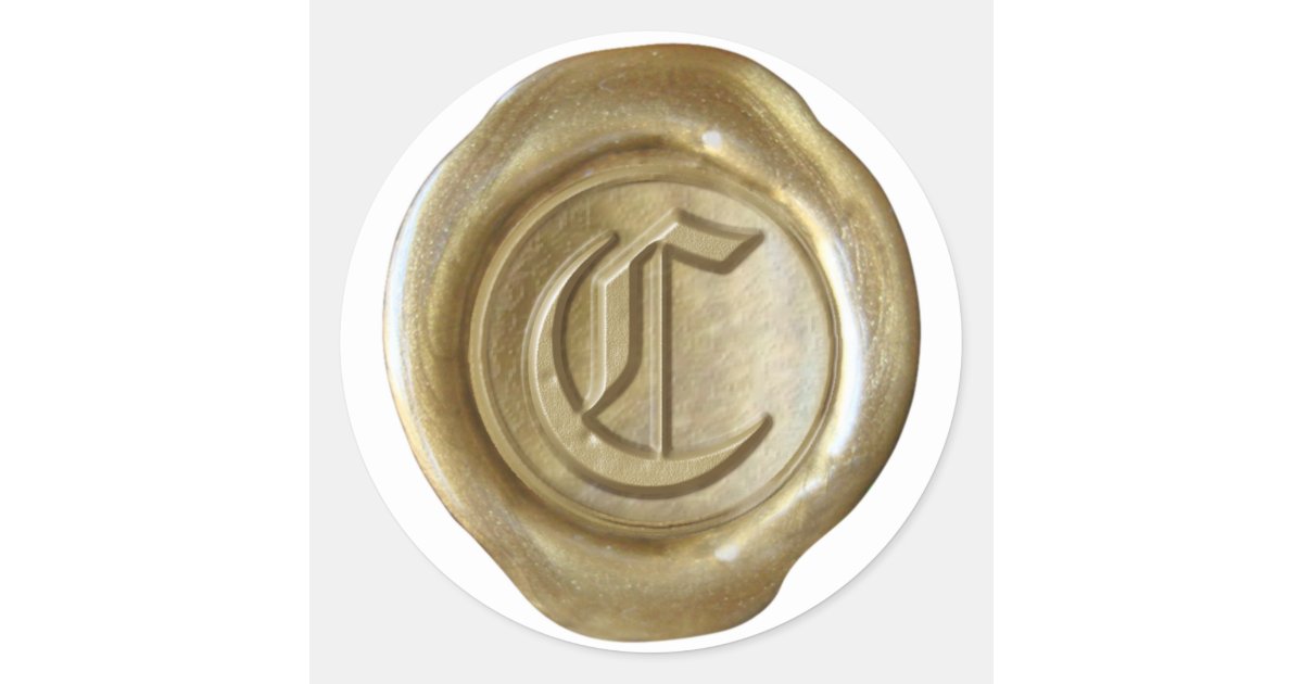 Letter T Diamond Circle GOLD Wax Seal Stickers, Zazzle