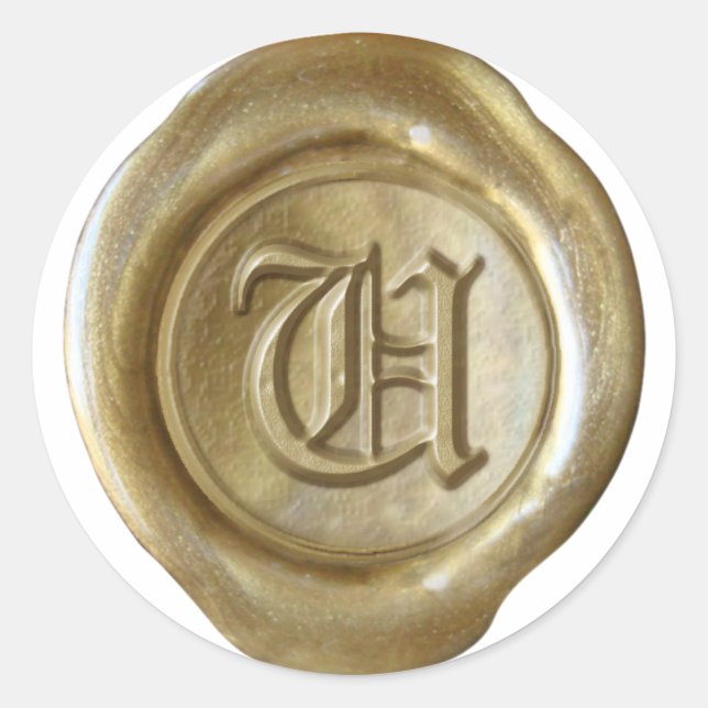 Wax Seal Monogram - Gold - Old English - Letter U (Front)