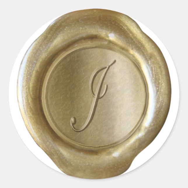 Wax Seal Monogram - Gold - Script J - (Front)