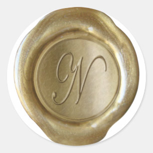 Wax Seal Monogram - Gold - Script N -