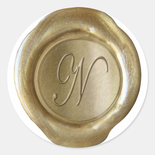 Wax Seal Monogram - Gold - Script N - (Front)