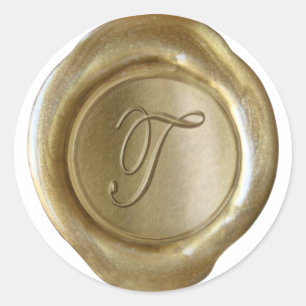 Wax Seal Monogram - Gold - Script T -