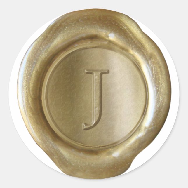 Wax Seal Monogram - Gold - Serif J - (Front)