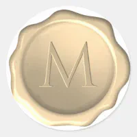 Monogram Date Antique Gold Wax Seal Sticker