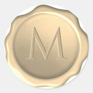 Wax Seal Monogram Golden Embossed Initial Sticker