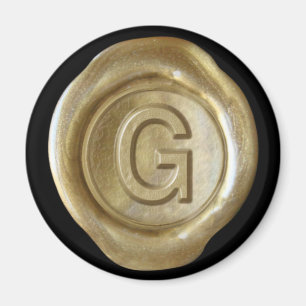 Wax Seal Monogram Magnet - Gold - Bold Style -