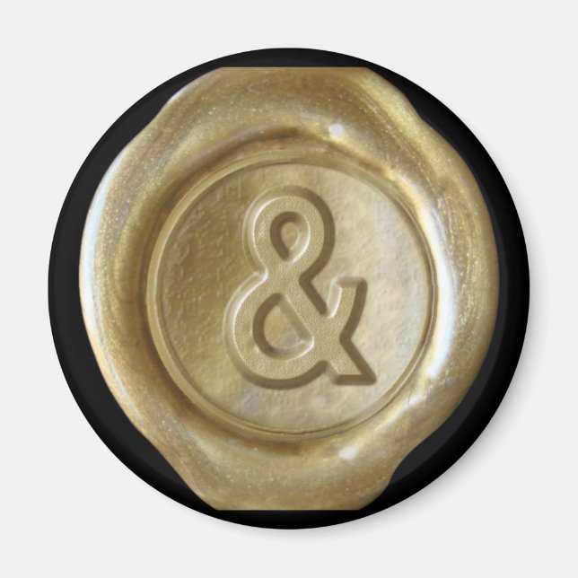 Wax Seal Monogram Magnet - Gold - Bold Style - (Front)