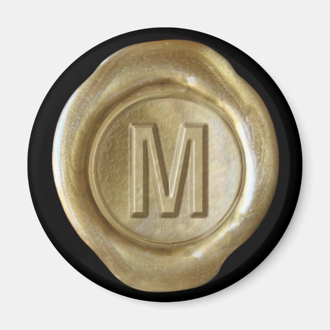Wax Seal Monogram Magnet - Gold - Bold Style - (Front)