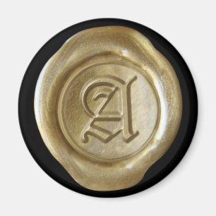 Wax Seal Monogram Magnet - Gold - Old English -