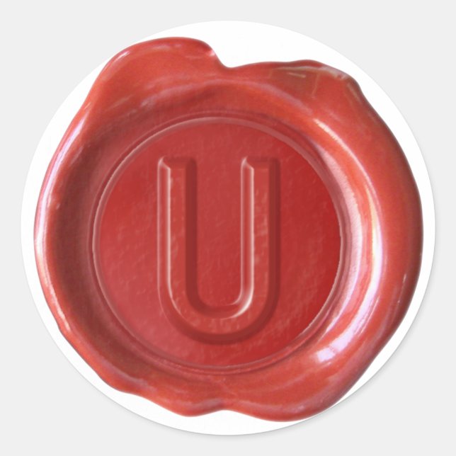 Wax Seal Monogram - Red - Bold U - (Front)