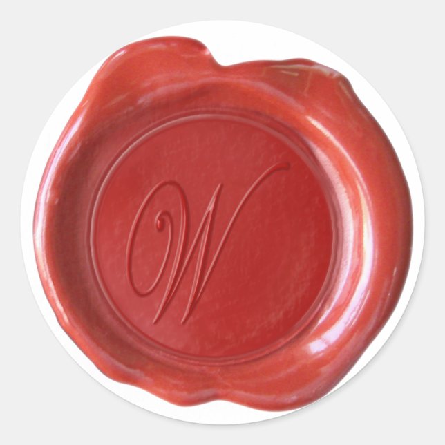 Wax Seal Monogram - Red - Script W - (Front)