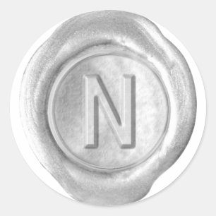 Wax Seal Monogram - Silver - Bold N -