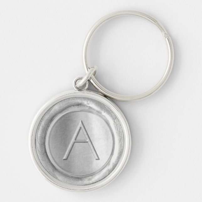 Wax Seal Monogram - Silver - ModernSlim A - Keychain (Front)