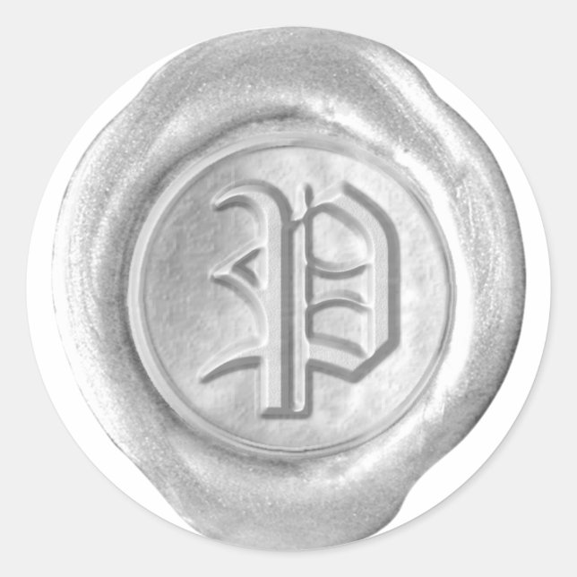 Wax Seal Monogram - Silver - Old English P - (Front)