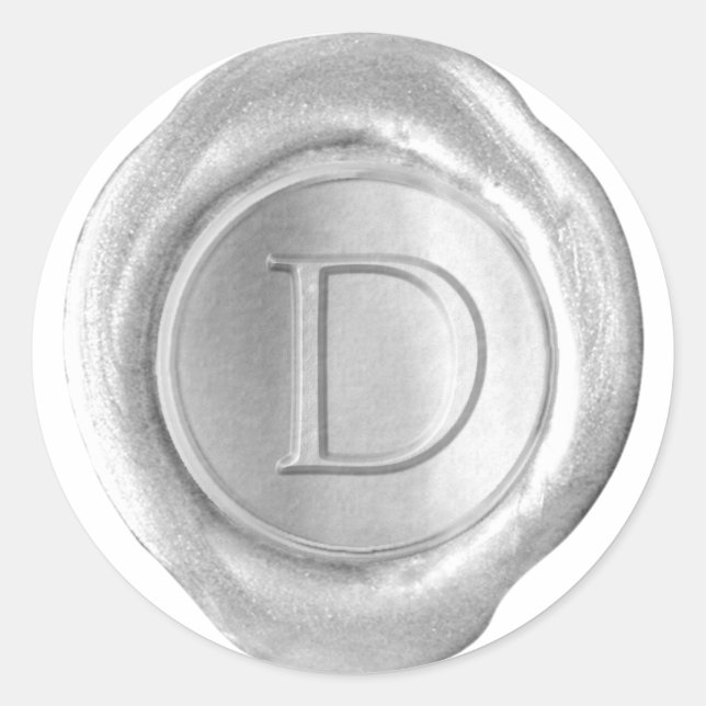 Wax Seal Monogram - Silver - Serif D - (Front)