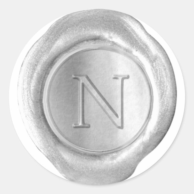 Wax Seal Monogram - Silver - Serif N - (Front)