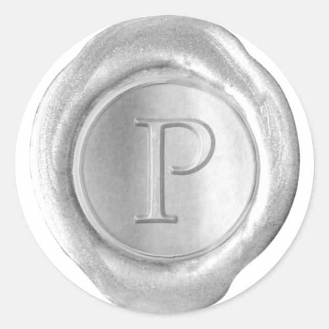 Wax Seal Monogram - Silver - Serif P - (Front)