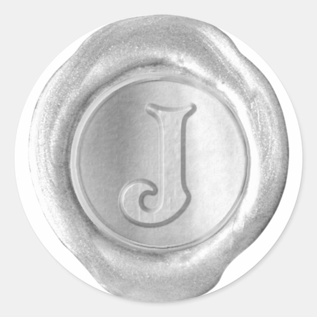 Wax Seal Monogram - Silver - Victorian J - (Front)